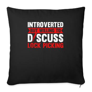 Introverti mais prêt à discuter du crochetage de serrure - Housse de coussin décorative 45 x 45 cm - noir - Devant