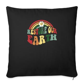 Earth Day 2023 Theme Restore Our Earth - Sofa pillowcase 17,3'' x 17,3'' (45 x 45 cm) - black - Front