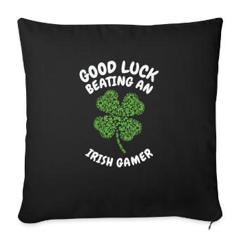 St. Patrick's Day Gaming Shamrock Gamer Video - Sofa pillowcase 17,3'' x 17,3'' (45 x 45 cm) - black - Front