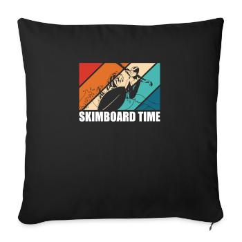 Vintage Retro Skimboard Time Shirt Cadeau - Housse de coussin décorative 45 x 45 cm - noir - Devant
