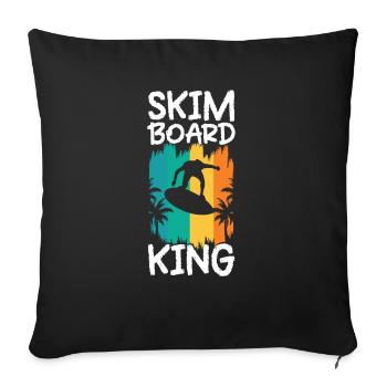 Skimboard Cadeau de chemise enfant - Housse de coussin décorative 45 x 45 cm - noir - Devant