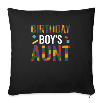 Blocs de construction de la tante du garçon d’anniversaire - Housse de coussin décorative 45 x 45 cm - noir - Devant
