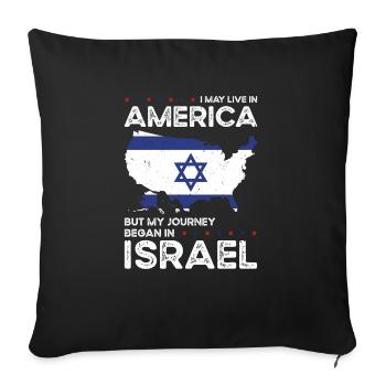 Né Israël Israélien Américain USA - Housse de coussin décorative 45 x 45 cm - noir - Devant