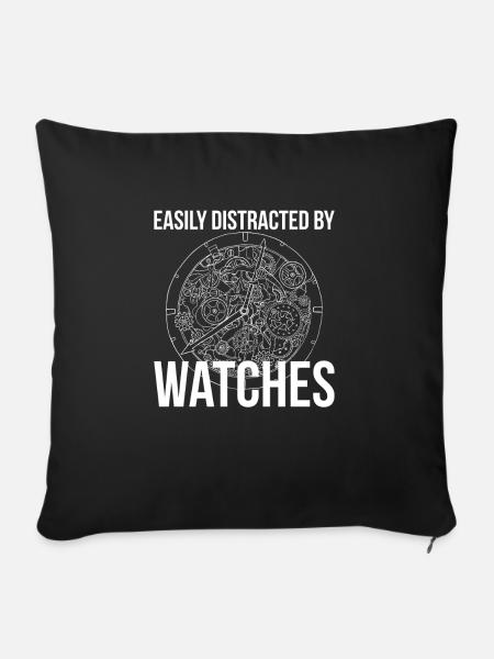 Easily Distracted By Watches - Sofakissenbezug 45 x 45 cm - Schwarz
