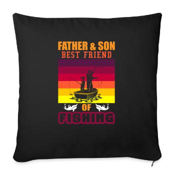 Amis de la Pêche - Père et Fils - Housse de coussin décorative 45 x 45 cm - noir - Devant
