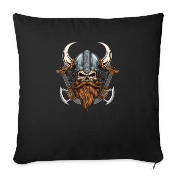 Krieger Walhalla Wikinger Skelett - Sofakissenbezug 45 x 45 cm - Schwarz - Vorne