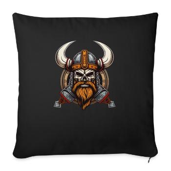 Wikinger-Skelett - Walhalla Odin-Krieger - Sofakissenbezug 45 x 45 cm - Schwarz - Vorne