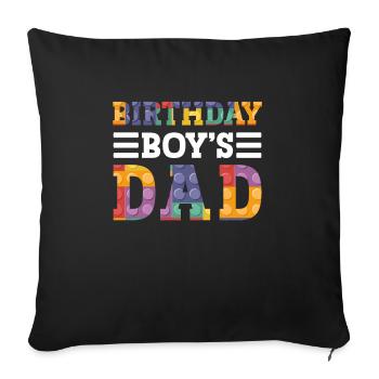 Father of birthday boy builds building blocks - Sofa pillowcase 17,3'' x 17,3'' (45 x 45 cm) - black - Front