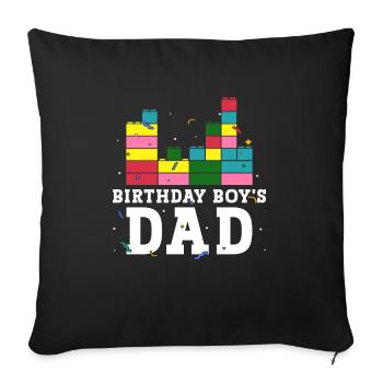 Father of birthday boy builds building blocks - Sofa pillowcase 17,3'' x 17,3'' (45 x 45 cm) - black - Front