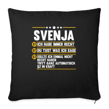 Mädchenname Svenja - Sofakissenbezug 45 x 45 cm - Schwarz - Vorne