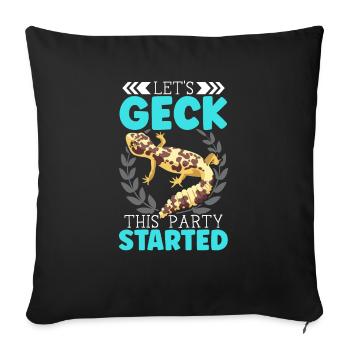 Reptile Léopard Gecko Amant Lézard Herpétologie - Housse de coussin décorative 45 x 45 cm - noir - Devant