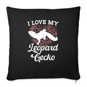 Ich liebe meinen Leopard Gecko Reptil Leopard Gecko - Sofakissenbezug 45 x 45 cm - Schwarz - Vorne