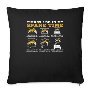 Ce que je fais pendant mon temps libre Leopard Gecko Lover - Housse de coussin décorative 45 x 45 cm - noir - Devant