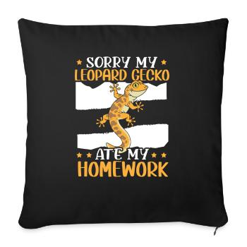 Désolé mon gecko léopard a mangé mes devoirs reptile - Housse de coussin décorative 45 x 45 cm - noir - Devant