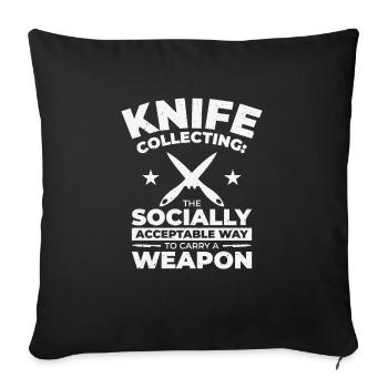 Knife Collector Knives Collecting - Sofa pillowcase 17,3'' x 17,3'' (45 x 45 cm) - black - Front