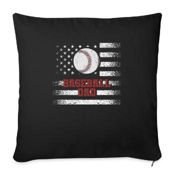 Baseball Dad USA American Flag Father's Day - Sofa pillowcase 17,3'' x 17,3'' (45 x 45 cm) - black - Front
