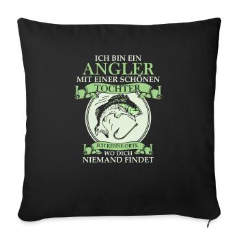 Angler und Tochter - Sofakissenbezug 45 x 45 cm - Schwarz - Vorne