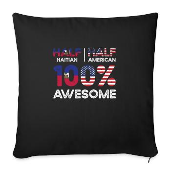 Moitié haïtien haïtien américain USA - Housse de coussin décorative 45 x 45 cm - noir - Devant