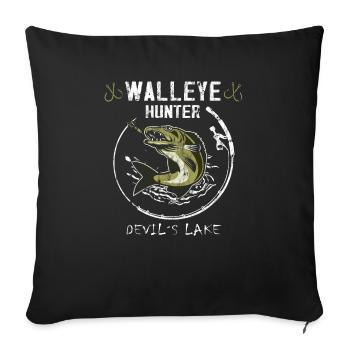 Pêche au Teufelssee - Chasseurs de zanders - Housse de coussin décorative 45 x 45 cm - noir - Devant