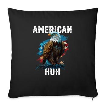 Américain Huh USA Drapeau Patriotique Américain chauve - Housse de coussin décorative 45 x 45 cm - noir - Devant