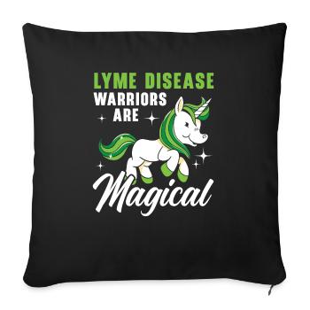 Lyme Disease Warriors Are Magical Unicorn Lover - Sofa pillowcase 17,3'' x 17,3'' (45 x 45 cm) - black - Front