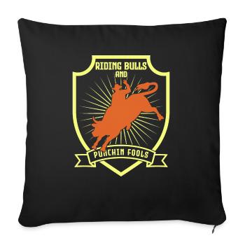Cowboy Bull Riding Bulls - Housse de coussin décorative 45 x 45 cm - noir - Devant