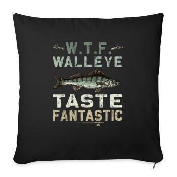 Zander tastes fantastic - Zander hunter - Sofa pillowcase 17,3'' x 17,3'' (45 x 45 cm) - black - Front