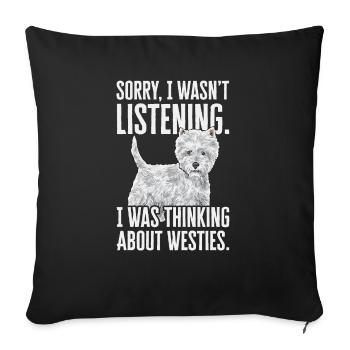 West Highland White Terrier Westie - Housse de coussin décorative 45 x 45 cm - noir - Devant
