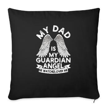 Mon père est mon ange gardien Drôle de fête des pères - Housse de coussin décorative 45 x 45 cm - noir - Devant
