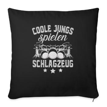 Coole Jungs spielen Schlagzeug Geschenk - Sofakissenbezug 45 x 45 cm - Schwarz - Vorne
