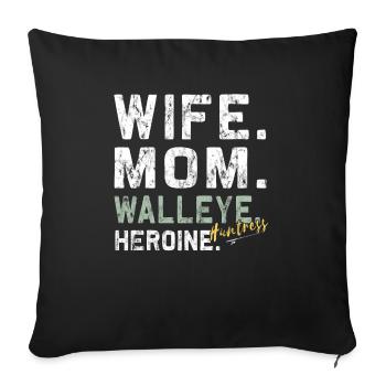 Héroïne de sandre - Chasseresse du doré jaune - Housse de coussin décorative 45 x 45 cm - noir - Devant