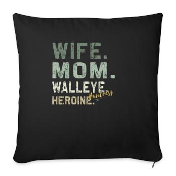 Héroïne de sandre - Chasseresse du doré jaune - Housse de coussin décorative 45 x 45 cm - noir - Devant