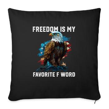 La liberté est mon mot préféré 4 juillet américain - Housse de coussin décorative 45 x 45 cm - noir - Devant
