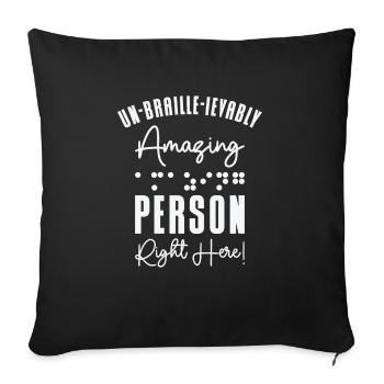 Conscience de la cécité aveugle en braille - Housse de coussin décorative 45 x 45 cm - noir - Devant