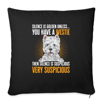 West Highland White Terrier Westie - Housse de coussin décorative 45 x 45 cm - noir - Devant