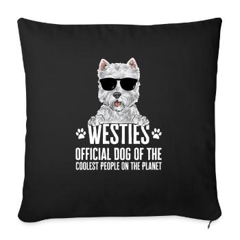 West Highland White Terrier Westie - Housse de coussin décorative 45 x 45 cm - noir - Devant