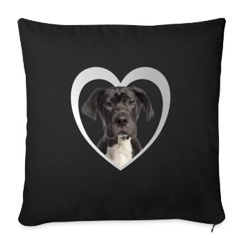 Great Dane Heart - J’aime le grand danois - Housse de coussin décorative 45 x 45 cm - noir - Devant