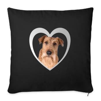 Irish Terrier Herz - I Love Irish Terrier - Sofakissenbezug 45 x 45 cm - Schwarz - Vorne