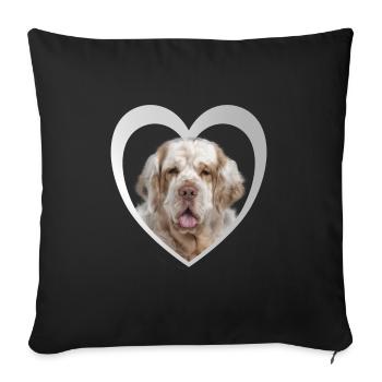 Clumber Spaniel Herz - I Love Clumber Spaniel - Sofakissenbezug 45 x 45 cm - Schwarz - Vorne