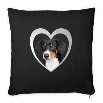 Entlebucher Mountain Dog Heart - J’aime Entlebucher - Housse de coussin décorative 45 x 45 cm - noir - Devant