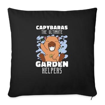 Jardinage Capybara Jardinier Planteur de Jardin - Housse de coussin décorative 45 x 45 cm - noir - Devant