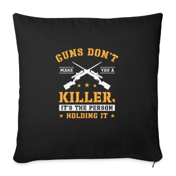 Waffen Pistolenliebhaber Waffenbesitzer Schießen - Sofakissenbezug 45 x 45 cm - Schwarz - Vorne
