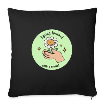 Avancez avec le sourire! Printemps de floraison mignon - Housse de coussin décorative 45 x 45 cm - noir - Devant