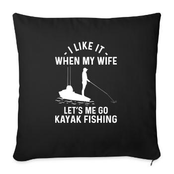 Kayak fishing and kayak fishing - Sofa pillowcase 17,3'' x 17,3'' (45 x 45 cm) - black - Front