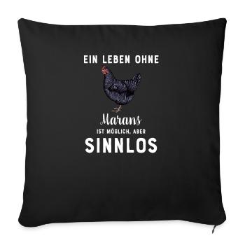 Maran Huhn I Henne Ei Hahn Motiv für Hühnerhalter - Sofakissenbezug 45 x 45 cm - Schwarz - Vorne