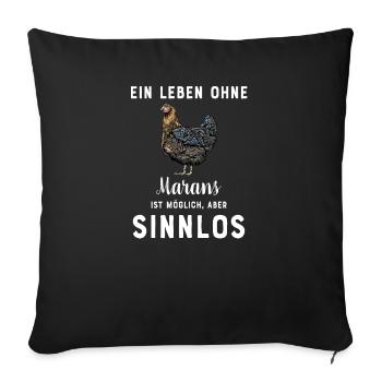 Maran Huhn I Henne Ei Hahn Motiv für Hühnerhalter - Sofakissenbezug 45 x 45 cm - Schwarz - Vorne