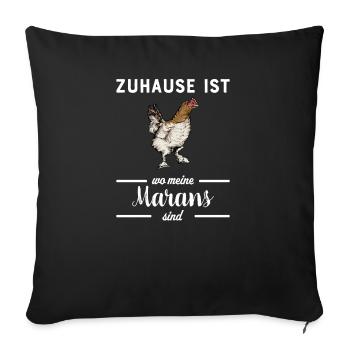 Maran Huhn I Henne Ei Hahn Motiv für Hühnerhalter - Sofakissenbezug 45 x 45 cm - Schwarz - Vorne