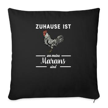 Maran Huhn I Henne Ei Hahn Motiv für Hühnerhalter - Sofakissenbezug 45 x 45 cm - Schwarz - Vorne