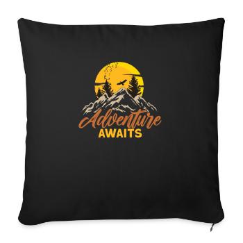 The mountains are calling adventure awaits - Sofa pillowcase 17,3'' x 17,3'' (45 x 45 cm) - black - Front