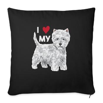 West Highland White Terrier Westie - Housse de coussin décorative 45 x 45 cm - noir - Devant